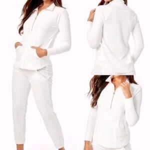 Lilly Pulitzer Skipper Half Zip Popover in "Coconut" White, XS